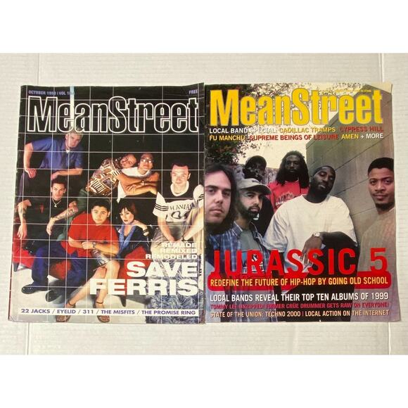 Pair MEAN STREET Magazine Save Ferris Misfits 311 Jurassic 5 Oct 1999 Jan 2000 - Picture 1 of 3